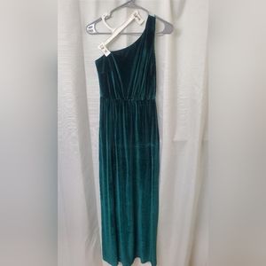 Velvet one shoulder maxi dress